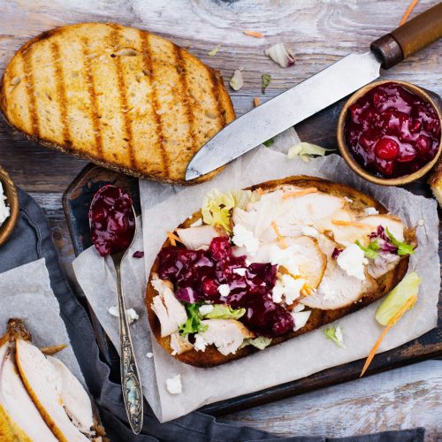 Turkey, Goat Cheese and Jam Sandwich.